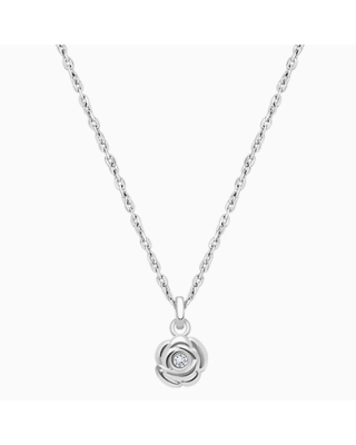Blushing Rose, Clear CZ Children&#039;s Necklace for Girls - 14K White Gold