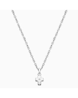 Forever in Faith Cross with Genuine Diamond, Children&#039;s Necklace for Boys - 14K White Gold