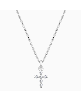 Shining Cross, Pavé CZ Children&#039;s Necklace for Boys - 14K White Gold