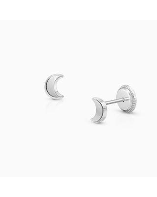 Moonlight Studs, Teen&#039;s Earrings, Screw Back - 14K White Gold