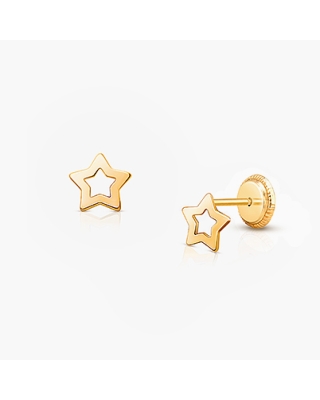 Wish Upon a Star, Baby/Children&#039;s Earrings, Screw Back - 14K Gold