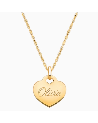 14K Gold Baby Heart, Engraved Teen&#039;s Necklace for Girls (FREE Personalization) - 14K Gold
