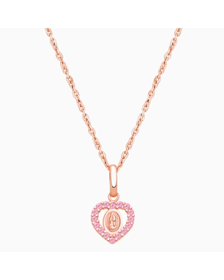 Virgin Mary, Pink CZ Heart Children&#039;s Necklace for Girls - 14K Rose Gold