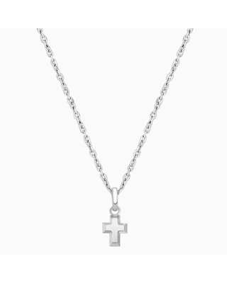Simple Cross, Teeny Tiny Children&#039;s Necklace for Girls - 14K White Gold