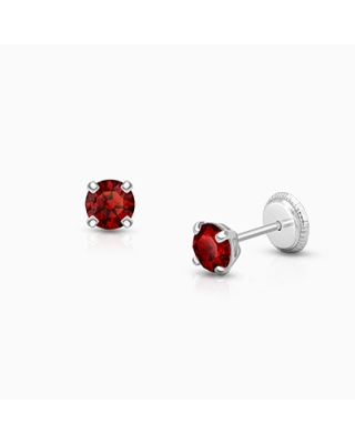 January Birthstone Studs, 4mm Swarovski® Crystal Baby/Children&#039;s Earrings, Screw Back - 14K White Gold