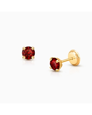 January Birthstone Studs, 4mm Swarovski® Crystal Baby/Children&#039;s Earrings, Screw Back - 14K Gold