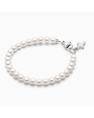 Solid Silver Pearl Bracelet for Girls Baptism