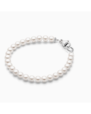 Solid Silver Pearl Bracelet for Girls Christening