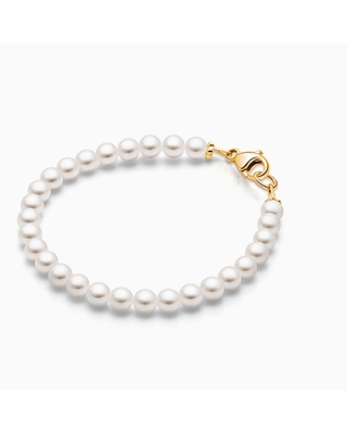 4mm Cultured Pearls, Baby/Children's Beaded Bracelet for Girls - 14K Gold