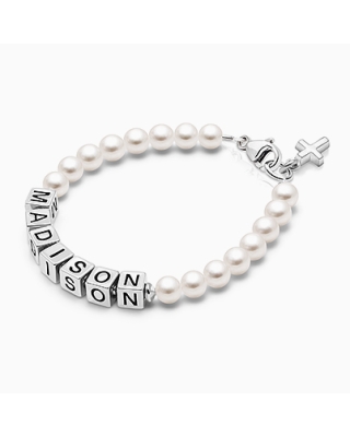 Pearl Name Bracelet for Girls Baptism/Christening