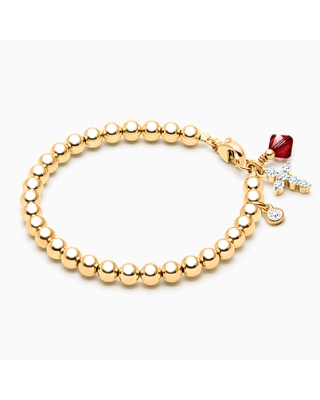 4mm Tiny Blessings Beads, Christening/Baptism Baby/Children&#039;s Beaded Bracelet for Boys - 14K Gold 