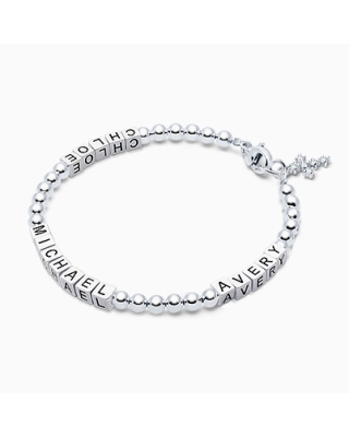 4mm Tiny Blessings Beads, Mother&#039;s Bracelet for Women (Personalize with Up To 3 Children&#039;s Names) - Sterling Silver