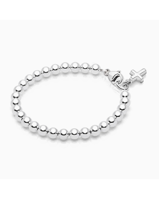 4mm Tiny Blessings Beads, Christening/Baptism Baby/Children's Beaded Bracelet for Girls - Sterling Silver
