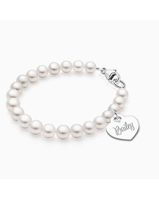 Girl&#039;s Personalized Pearl Bracelet for Kids