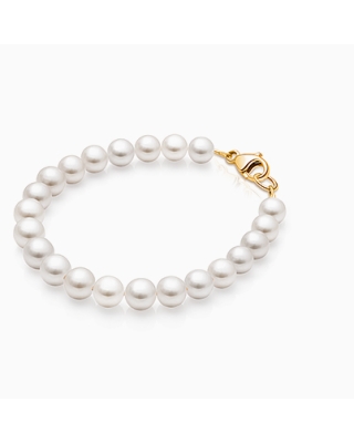 5mm Cultured Pearls, Baby/Children's Beaded Bracelet for Girls - 14K Gold