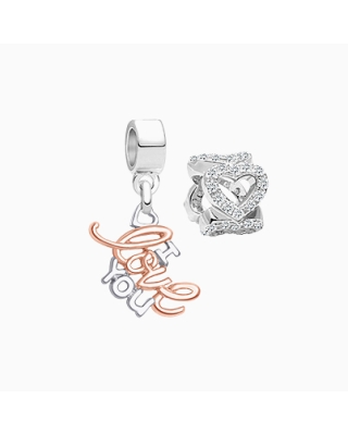 Adoré™ I Love You Charm Duo, Children&#039;s 2-Charm Collection Set for Girls - Sterling Silver