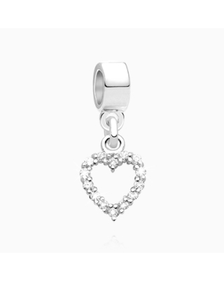 Bright and Brave, Sterling Silver and Clear CZ Pavé Heart - Adoré Pendant