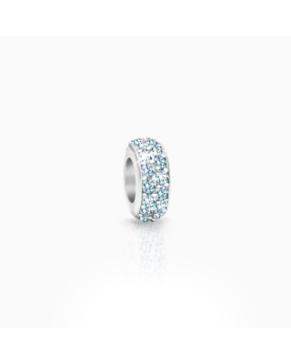 A Kiss Goodnight, Sterling Silver and Blue CZ Sparkling Lights Pavé Rondel - Adoré Charm