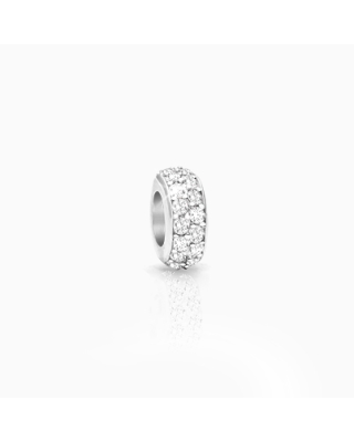 Let Your Light Shine, Sterling Silver and Clear CZ Sparkling Lights Pavé Rondel - Adoré Charm