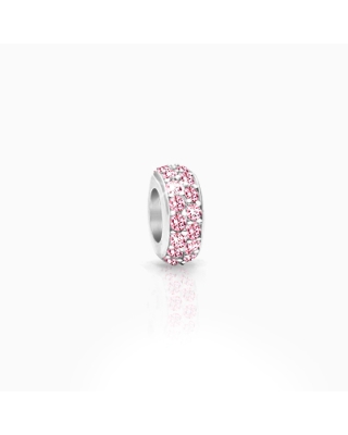 Candy Coated Sprinkles, Sterling SIlver and Light Pink CZ Sparkling Lights Pavé Rondel - Adoré Charm