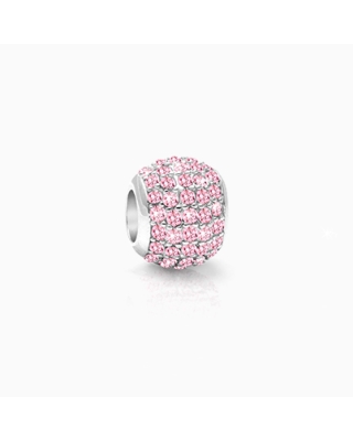 Baby Girl, Sterling Silver and Light Pink CZ Sparkling Lights Pavé Round - Adoré Charm