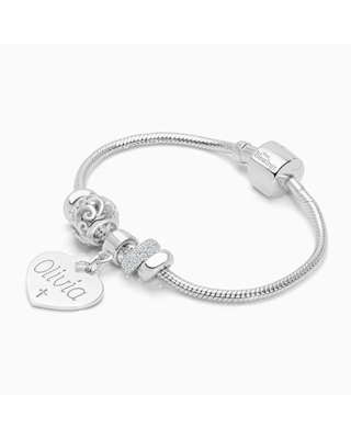 Adoré™ Starter Set, Christening/Baptism Baby/Children&#039;s Charm Bracelet for Girls - Sterling Silver