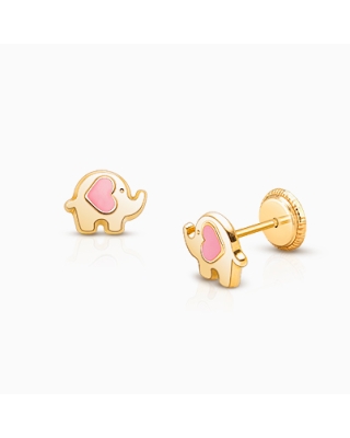 14K Gold Elephant Earrings for Kids