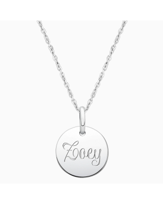 Baby Round, Engraved Children's Necklace for Girls (FREE Personalization) - Sterling Silver