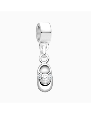 Baby Steps, Sterling Silver Baby Shoe with CZ's - Children's Adoré™ Dangle Charm