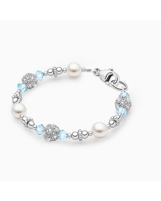 Birthstone, Baby/Children's Beaded Bracelet for Girls (All 12 Birthstones Avail) - Sterling Silver
