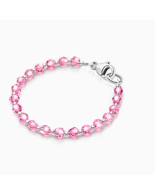 Birthstone Crystal, Baby/Children’s Beaded Bracelet for Girls (All 12 Birthstones Avail) - Sterling Silver
