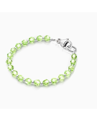 Birthstone Crystal, Baby/Children’s Beaded Bracelet for Boys (All 12 Birthstones Avail) - Sterling Silver