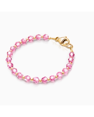 Teen&#039;s Birthstone Crystal Bracelet for Girls in the Month of january/february/march/april/may/june/july/august/september/october/november/december made with Solid 14K Gold