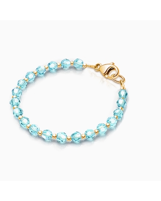Birthstone Crystal, Baby/Children’s Beaded Bracelet for Boys (All 12 Birthstones Avail) - 14K Gold