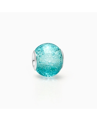 Blowing Bubbles, Sterling Silver and Light Blue Bubbled Glass - Adoré Charm