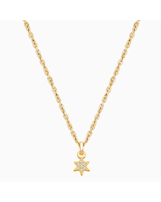 Born to Shine, Star with Genuine Diamonds Children's Necklace for Girls - 14K Gold