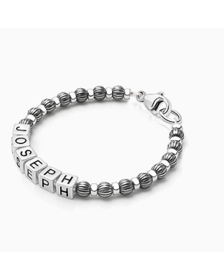 Boy&#039;s Oxidized Silver, Baby/Children&#039;s Name Bracelet - Sterling Silver