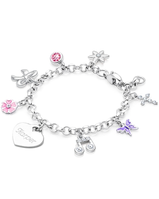 Design Your Own Communion Children's Charm Bracelet (Includes Engravable Charm) - Sterling Silver