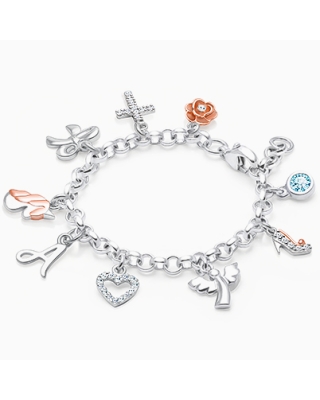 Design Your Own Teen&#039;s Classic Charm Bracelet for Girls (Includes Initial Charm) - Sterling Silver
