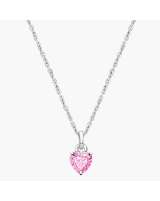 Gia™ Little Love, Pink CZ Heart Children's Necklace for Girls - Sterling Silver