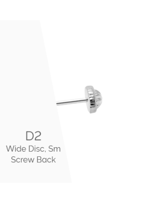Earring Back (D2) Wide Disc, Small Screw Back - 14K White Gold