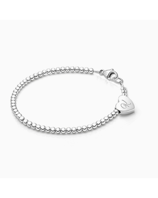 Dainty Heart, Baby/Children’s Beaded Bracelet for Girls (INCLUDES Engraved Initial) - Sterling Silver