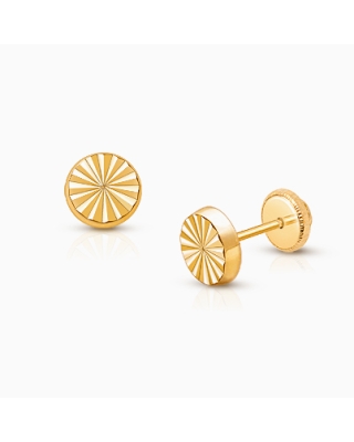 Diamond Cut Cutie, Baby/Children&#039;s Earrings, Screw Back - 14K Gold