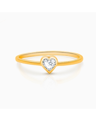 Solid 14k gold ring and genuine heart diamond