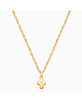 Forever in Faith Cross with Genuine Diamond, Children&#039;s Necklace for Girls - 14K Gold