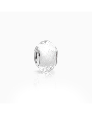FFirst Prayer, Sterling Silver and Clear Glass Faceted Rondel, Adoré Charm