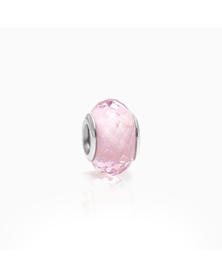 Small Town Girl, Sterling Silver and Light Pink Glass Faceted Rondel, Adoré Charm