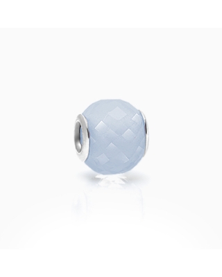Head in the Clouds, Sterling Silver and Light Blue Opal Glass Faceted Round, Adoré Charm