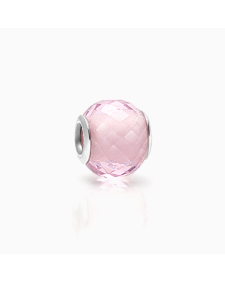 Light Heart, Sterling Silver and Light Pink Glass Faceted Round, Adoré Charm