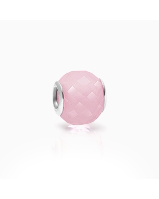 Bubble Gum Bliss, Sterling Silver and Pink Opal Glass Faceted Round, Adoré Charm